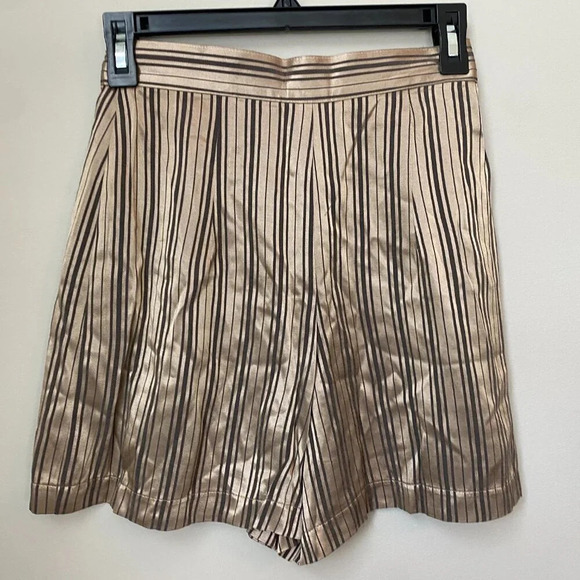 Vintage Judy Knapp California Womens Sz 3 Silky Striped Wrap Skort Bronze Black - Picture 13 of 16